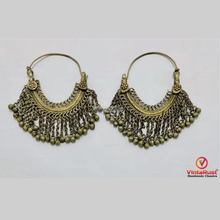 Load image into Gallery viewer, Rustic Kuchi Tribal Hoop Earrings with Bells
