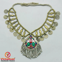 Load image into Gallery viewer, Handmade Vintage Coins Necklace With Stones
