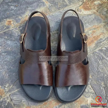 Load image into Gallery viewer, Men's Brown Leather Slip On Sandals,Summer Footwear
