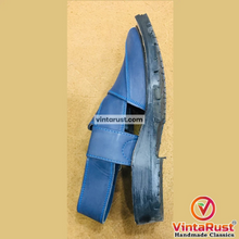 Load image into Gallery viewer, Blue Suede Leather Peshawari  Men&#39;s Chappal
