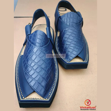 Load image into Gallery viewer, Traditional Leather Blue Sandals For Men
