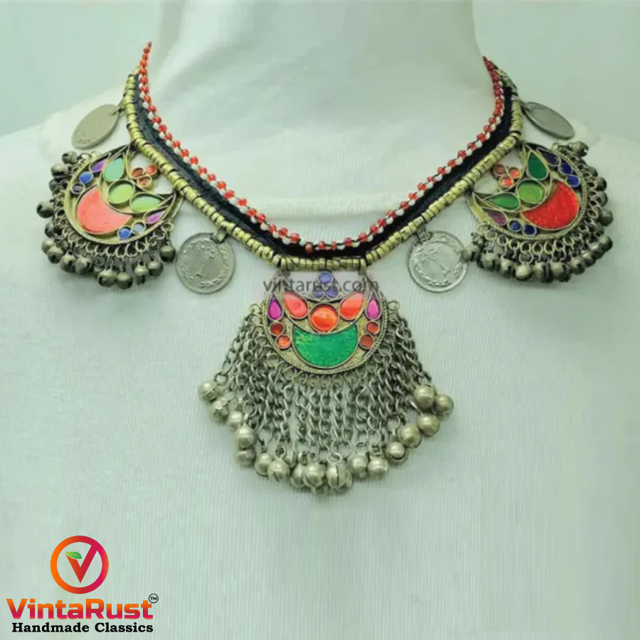 Afghan Kuchi Necklace with Bells and Coins
