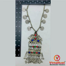 Load image into Gallery viewer, Silver Vintage Long Pendant Necklace with Coins
