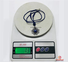 Load image into Gallery viewer, Lapis Beaded Necklace with Silver Heart Pendant
