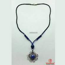 Load image into Gallery viewer, Genuine Royal Blue Lapis Lazuli Heart Shape Stone Necklace
