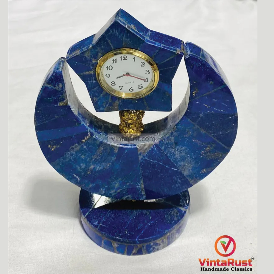 Handmade Stylish Lapis Lazuli Table Clock