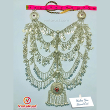 Load image into Gallery viewer, Vintage Kuchi Bib Necklace: Afghan Tribal Pendant, Tassels &amp; Bells
