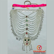 Load image into Gallery viewer, Tribal Silver Kuchi Bib Necklace With Glass Stones
