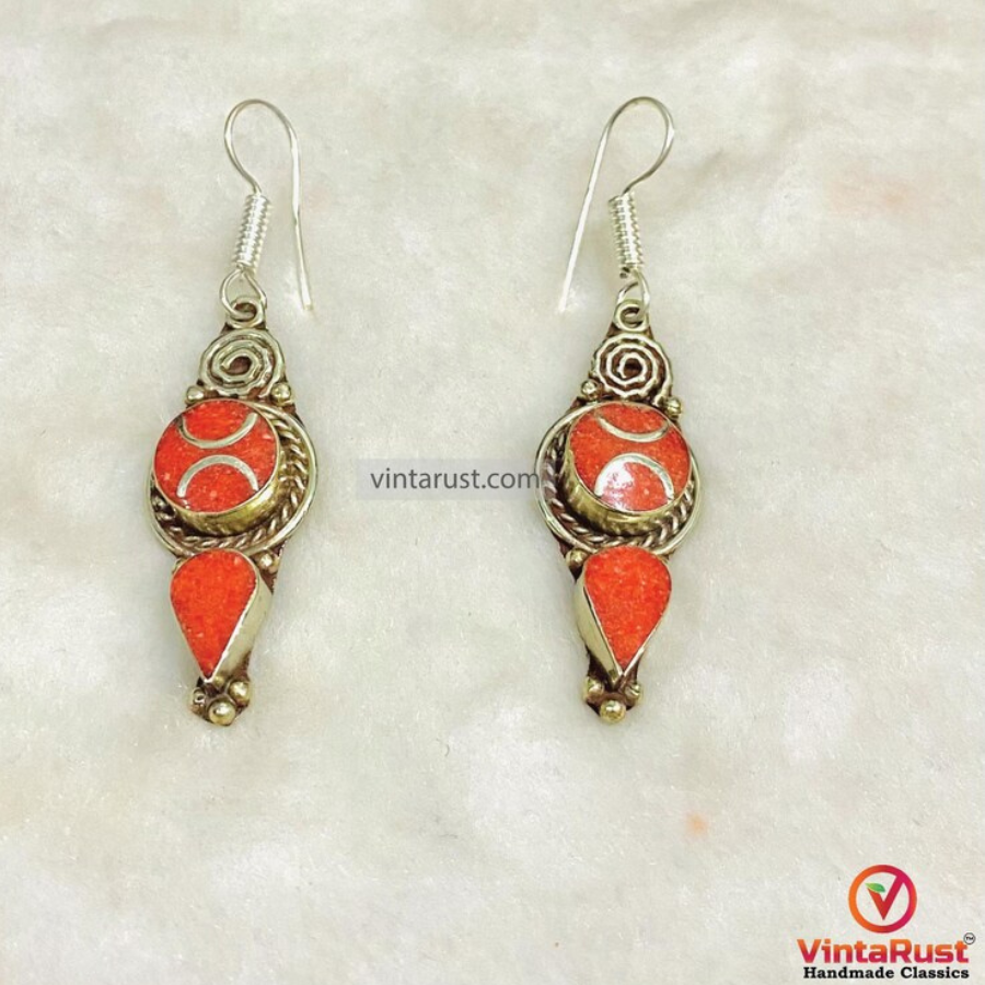 Handmade Nepalese Coral Earrings
