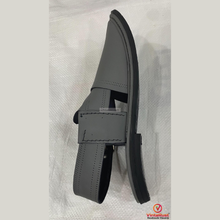Load image into Gallery viewer, Dark Grey Leather Footwear: Authentic Handmade Gents Peshawari Chappal
