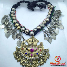 Load image into Gallery viewer, Tribal Kuchi Necklace With Multicolor Glass Stones
