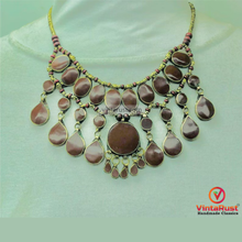 Load image into Gallery viewer, Handmade Afghan Brown Stone Choker: Tribal Beaded Necklace
