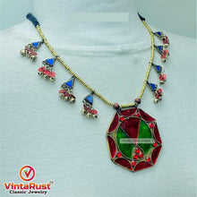 Load image into Gallery viewer, Red and Green Afghan Pendant Necklace
