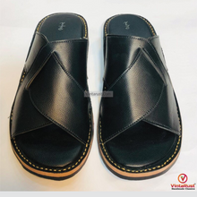 Load image into Gallery viewer, Men’s Black Leather Handmade Peshawari Chappal
