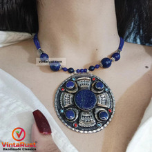 Load image into Gallery viewer, Handmade Lapis Lazuli Stone Beaded Pendant Necklace
