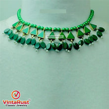 Load image into Gallery viewer, Green Beaded Stone and Small Pearls Necklace
