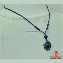 Load image into Gallery viewer, Genuine Royal Blue Lapis Lazuli Heart Shape Stone Necklace

