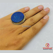 Load image into Gallery viewer, Round Lapis Lazuli Stone Ring Unisex Gemstone Ring For Gift
