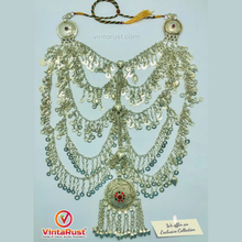 Load image into Gallery viewer, Vintage Kuchi Bib Necklace: Afghan Tribal Pendant, Tassels &amp; Bells
