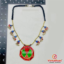 Load image into Gallery viewer, Red and Green Afghan Pendant Necklace
