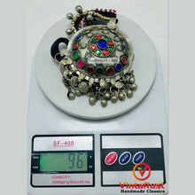 Load image into Gallery viewer, Tribal Pendant Necklace With Glass Stones and Bells
