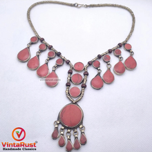 Load image into Gallery viewer, Dangling Stones Bib Necklace with Wooden Beads
