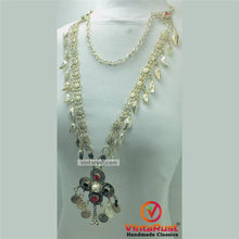 Load image into Gallery viewer, Long Two Layers Silver Pendant Necklace
