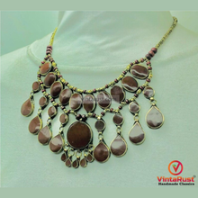 Load image into Gallery viewer, Handmade Afghan Brown Stone Choker: Tribal Beaded Necklace
