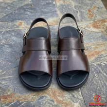 Load image into Gallery viewer, Men's Brown Leather Slip On Sandals,Summer Footwear
