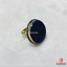 Load image into Gallery viewer, Round Lapis Lazuli Stone Ring Unisex Gemstone Ring For Gift
