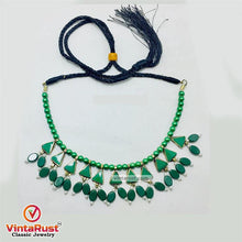 Load image into Gallery viewer, Green Beaded Stone and Small Pearls Necklace
