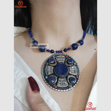 Load image into Gallery viewer, Handmade Lapis Lazuli Stone Beaded Pendant Necklace
