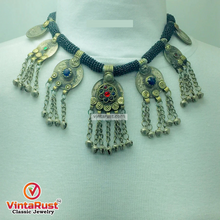 Load image into Gallery viewer, Black Beaded Necklace With Dangling Coins Pendants
