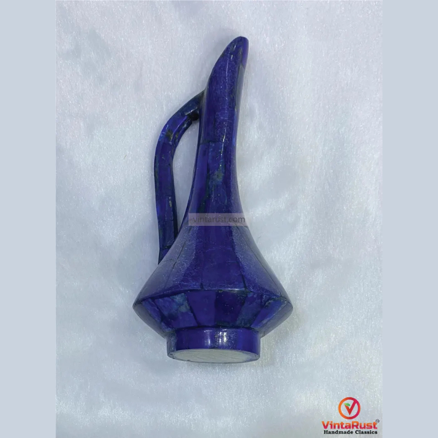 Real Lapis Lazuli Handcrafted Vase: Handmade Gemstone Jug