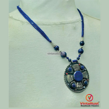 Load image into Gallery viewer, Handmade Lapis Lazuli Stone Beaded Pendant Necklace
