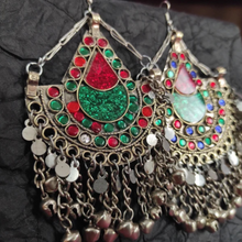 Load image into Gallery viewer, Tribal Handmade Earrings red-green combo
