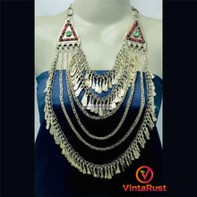 Load image into Gallery viewer, Oversized Silver Kuchi Multilayers Bib Necklace
