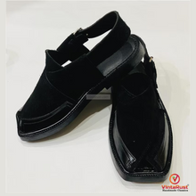 Load image into Gallery viewer, Black Handcrafted Causal Wear Peshawari Sandals
