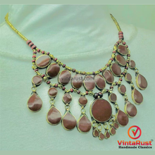 Load image into Gallery viewer, Handmade Afghan Brown Stone Choker: Tribal Beaded Necklace
