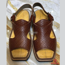 Load image into Gallery viewer, Traditional Handmade Peshawari Chappal: Brown Leather Ethnic Shoes
