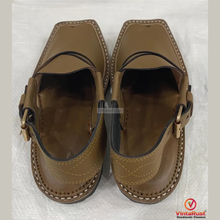 Load image into Gallery viewer, Olive Green Leather Peshawari Sandals for Men&#39;s
