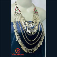 Load image into Gallery viewer, Oversized Silver Kuchi Multilayers Bib Necklace
