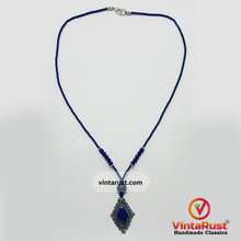 Load image into Gallery viewer, Handcrafted Lapis Lazuli Diamond Pendant Necklace
