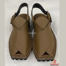 Load image into Gallery viewer, Olive Green Leather Peshawari Sandals for Men&#39;s
