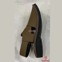Load image into Gallery viewer, Olive Green Leather Peshawari Sandals for Men&#39;s
