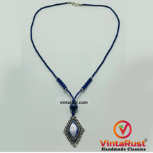 Load image into Gallery viewer, Handcrafted Lapis Lazuli Diamond Pendant Necklace

