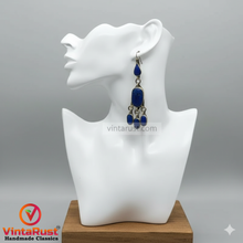 Load image into Gallery viewer, Handmade Lapis Lazuli Dangle Earrings, Boho Chic Lapis Lazuli Earrings
