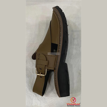 Load image into Gallery viewer, Olive Green Leather Peshawari Sandals for Men&#39;s
