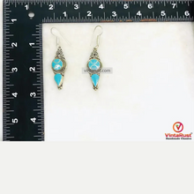 Load image into Gallery viewer, Handmade Turquoise Nepalese Dangle Earrings
