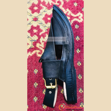 Load image into Gallery viewer, Handmade Soft Black Leather Peshawari Men&#39;s Chappal

